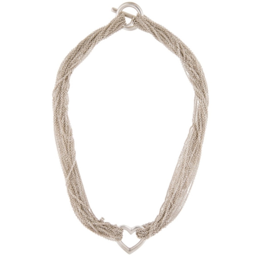 Tiffany Multi Strand Heart Mesh Somerset Silver Necklace - Picture 3 of 6